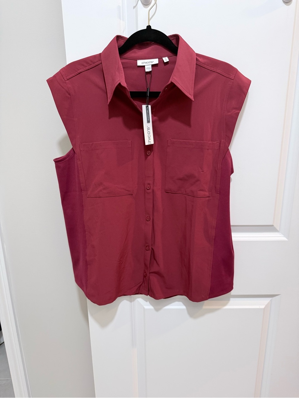 Chico's Zenergy UPF Sleeveless Button-Front Blouse - Russet Red